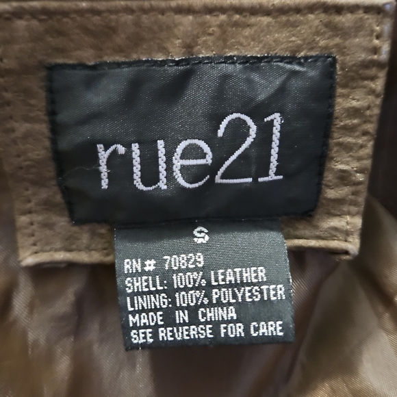 Vintage Y2K RUE 21 100% Genuine Leatger Suede Tailored Jacket. Brown.Size SM - Picture 5 of 16